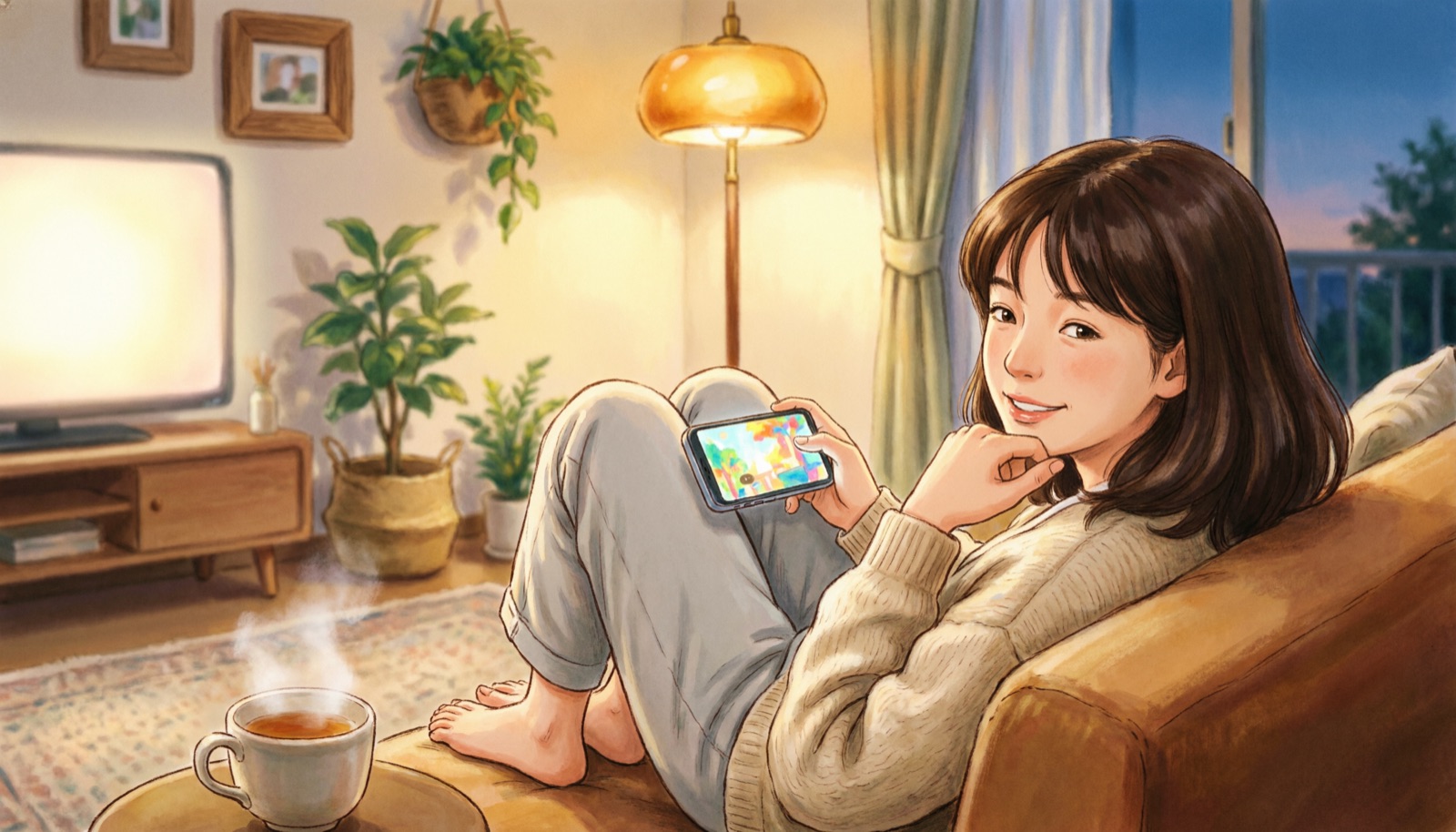 A GlacierStreams player mirrored from a phone to the TV
